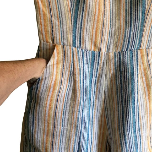 REFORMATION Womens Striped Linen Romper Playsuit Jumpsuit 2 - Picture 2 of 7